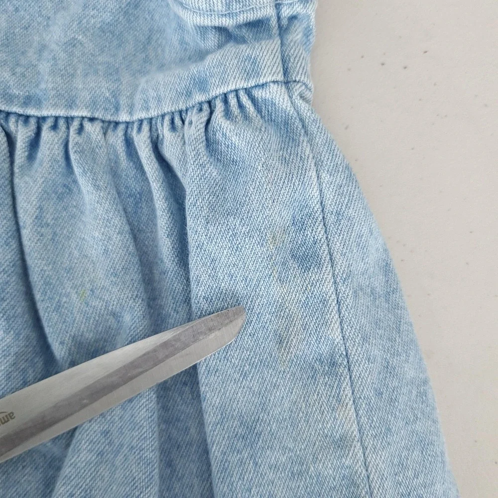 Vintage OshKosh B'gosh Denim Sundress Girls 3T Light Wash Knee Length USA 90s